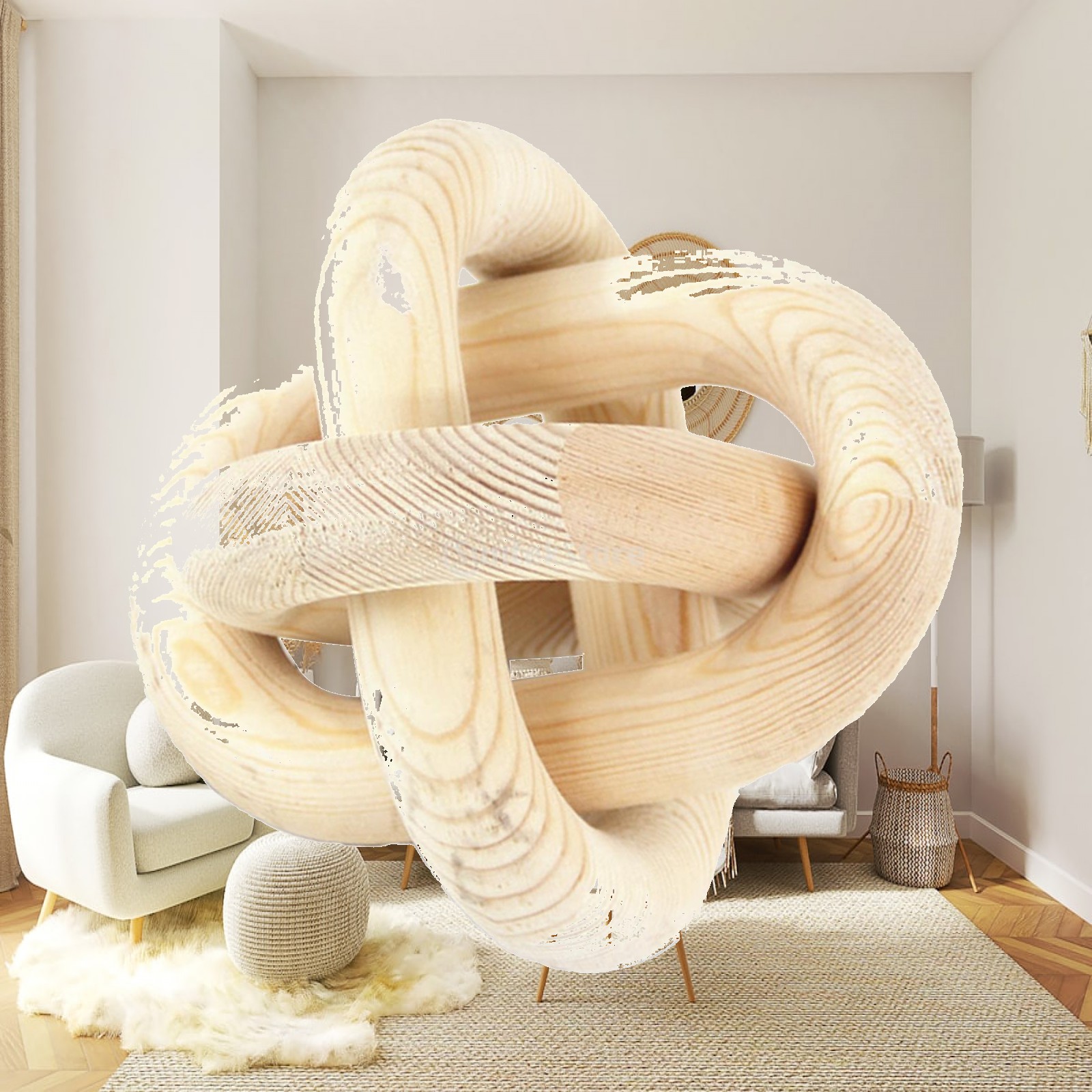 Unique Table Accessories - Houten kettingdecoratie, 3-delige houten knoop voor