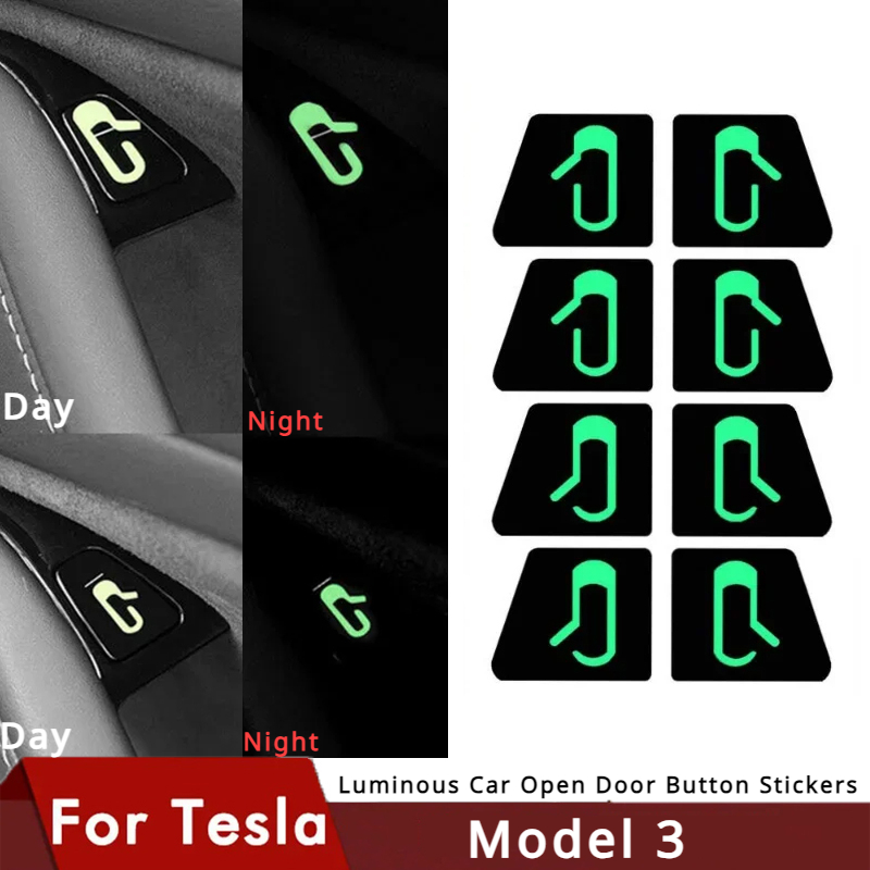 Tesla Tablet Accessories - Lichtgevende Auto Open Deur Knop Stickers