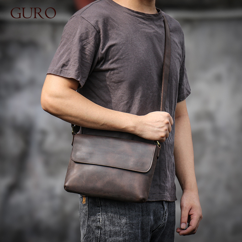 Tablet Shoulder Bag - Guro Vintage Echt Lederen Schoudertas Mannen