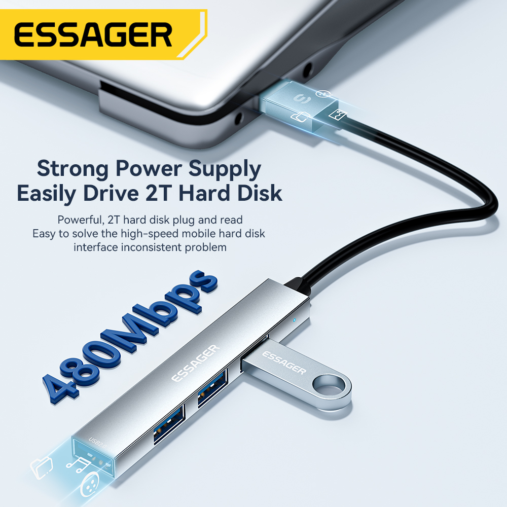 Essager 4-in-1 USB C-kabelhub  - Usb Hub Type C recensie en prijs
