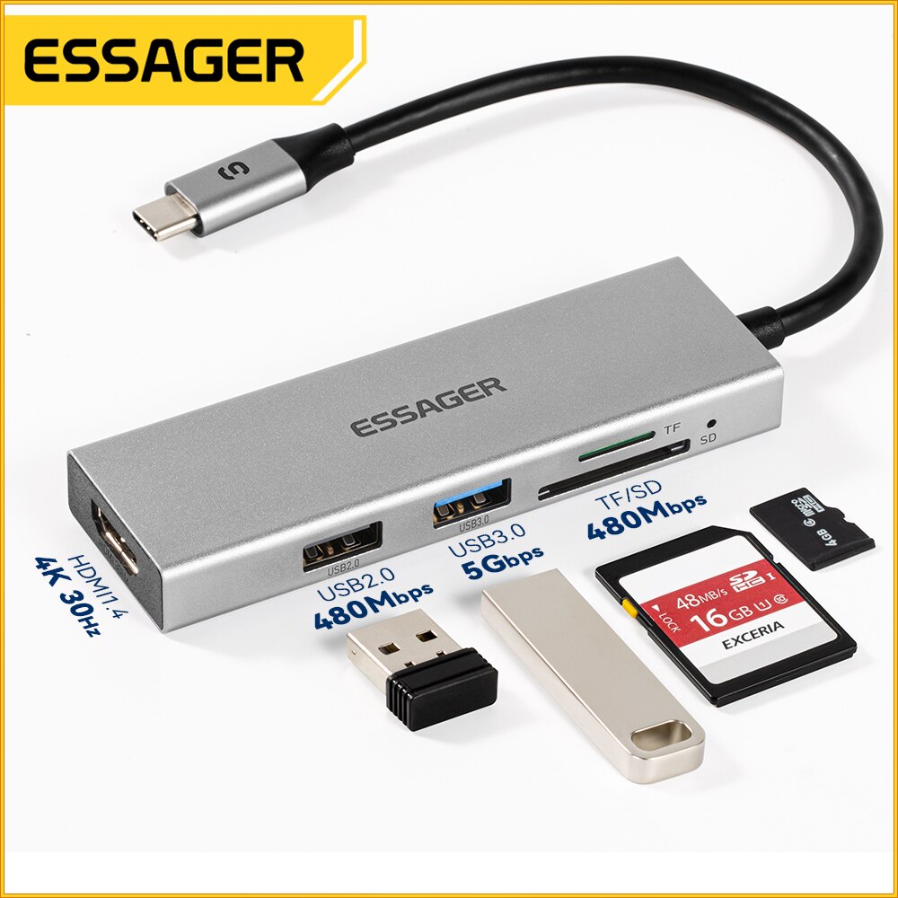 Essager 5-in-1 USB C HUB HDMI- - Usb Hub Type C recensie en prijs
