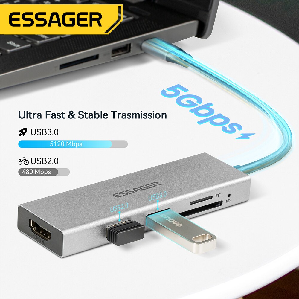 Essager 5-in-1 USB C HUB HDMI- - Usb Hub Type C recensie en prijs